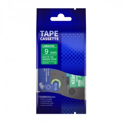 Cinta CSTZ-725 de 9mm. Blanco sobre Verde
                                                     